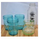 Modern Mason Jars, Milk Bottle, etc.