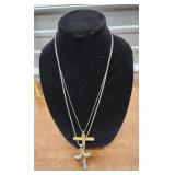 2 Cross Necklaces And Display