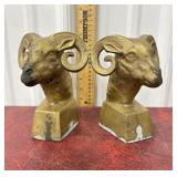 Brass ram head bookends