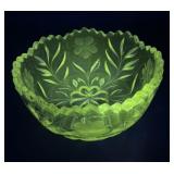 Scalloped edge Cut bowl  - Glows under UV light