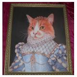 Artist CAROL LEW Framed Royal Queen Cat Wall Art