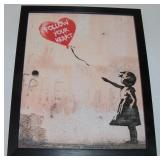 Framed BANSKY Balloon Girl Art Print 9" x 11"