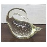 Glass Swan Figurine Hand Blown Glass Clear With