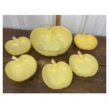 Yellow glass apple shaped bowls *some paint
