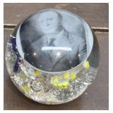 Large portrait glass paperweight