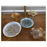 Opalescent  dishes, carnival glass, etc.