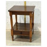 Early 1 Drawer Stand w/ Tiger Maple Legs 19/17/28