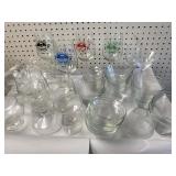 Large lot of wine and other glass