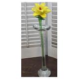 Beautiful art glass vase and flower (both heavy)