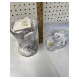 Lots of Jewelry in vase and large glass