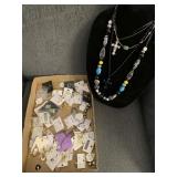 Necklaces, earrings and display is included