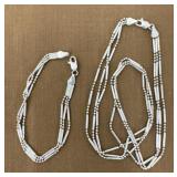 .925 Silver Signed Necklace And Bracelet Set