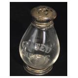 Sterling silver top/base grated cheese glass jar