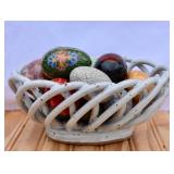 MCM Ceramic Basket with Assorted Material Eggs