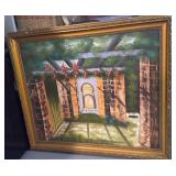 framed painted picture Court Yard 24ï¿½x27 1/2ï¿½