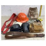 Carpenters Belts, knee pad, safety helmet, etc