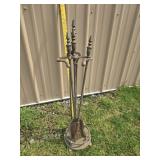 4pc Brass Fireplace Set