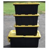 Heavy Duty Totes. 3 x 17gal & 35 gal. Largest has