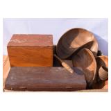 Box of Vintage Wood Items