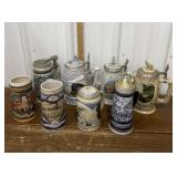 Assorted beer steins