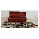 Toolbox w/ Wood Planes, Plum Bob & miscellaneous