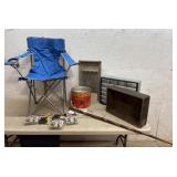 Folding Chair, door knobs, washboard, walking