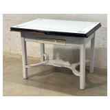 1 Drawer Enamel Top Table - Black& White design