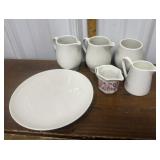 Syracuse China creamers, plate, cup