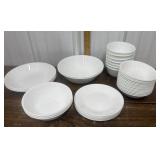 Corelle- white bowls, plates