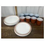 Corelle Cinnamon plates, Pyrex, Corning mugs