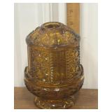 Indiana Glass Amber Fairy Lamp- Stars & Bars