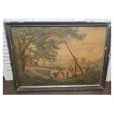 Victorian print - "old oaken bucket" - an old