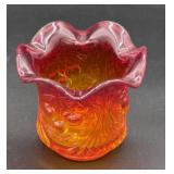 GLOWS - L.G. Wright Amberina Cherry vase