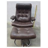 MCM Norway leather swivel chair and ottoman