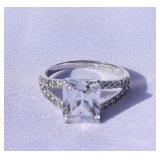 Sparkly 925 Clear CZs  Split Shank Ring
