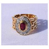 Vintage 925 Goldwash & Ruby Ring