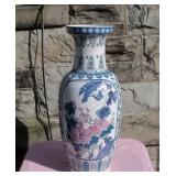 Vintage 25" Chinoiserie Porcelain Floor Vase No