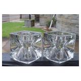 Mid Century Bohemian  Glass Ice Cube Candle