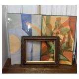 Abstract artwork, wood frame *not all perfect, no