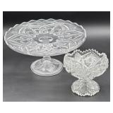 2 Glow Glass Compotes - Clear Glass