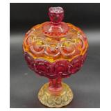 GLOWS - LE Smith Moon & Stars Amberina Compote