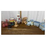 Vases, ceramic bear, train etc