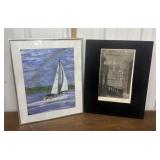 Signed artwork- sailboat, church