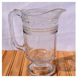 Antique Higbee Glass Pitcher. EAPG. Glows under