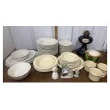 Platters, bowls, plates, cups, oil lamp etc- some