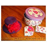 Red Hat Society hat, hat box, photo book and