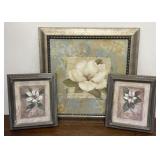 3 Flower Prints In Frames