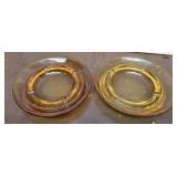 2 vintage 1970s Amber Glass ashtrays