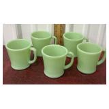 5 jadeite FireKing ï¿½Dï¿½ handle mugs