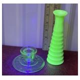 Glow glass vase and candle stick holder
